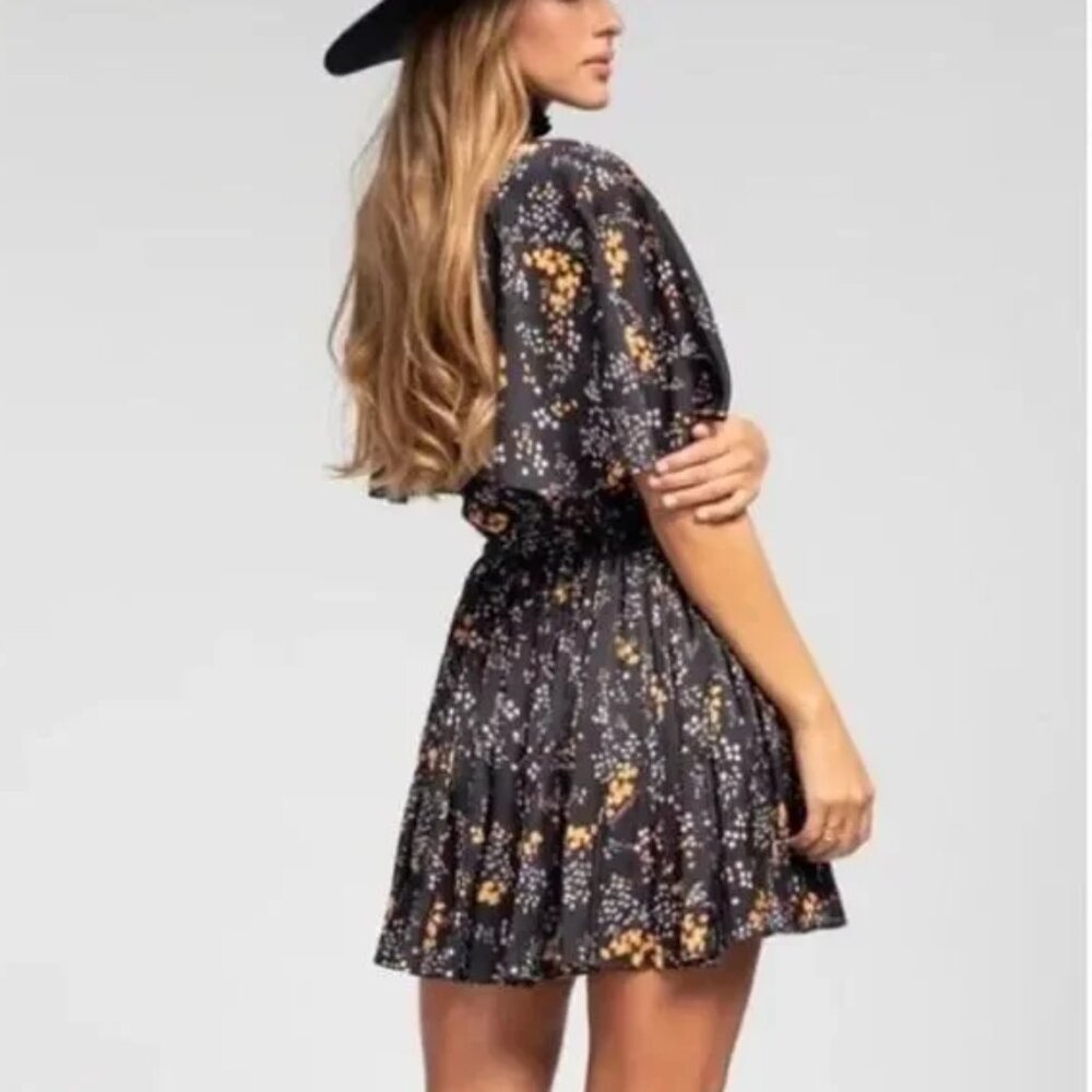 Zadig &‎ Voltaire NWOT Womens Noir Roza Spark Floral-print Crepe Mini Dress . S.